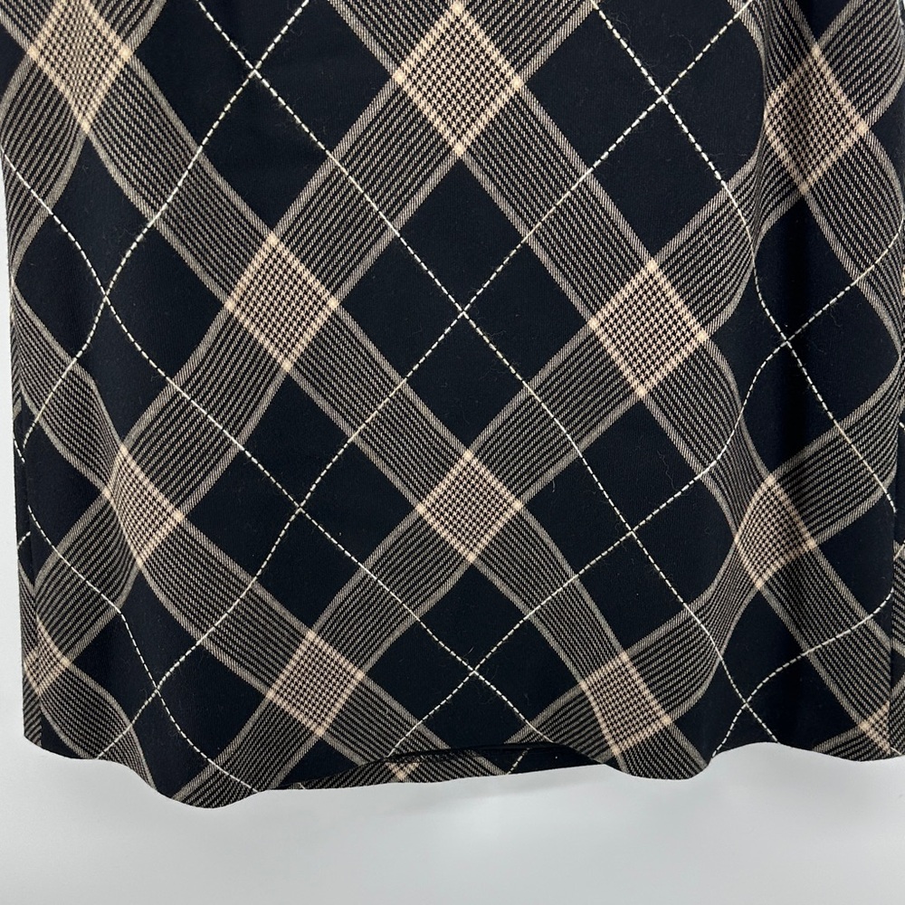 VTG 90s Y2K Grunge Academia Ann Taylor Black and Tan Checkered Pencil Skirt Sz10 - Picture 4 of 12
